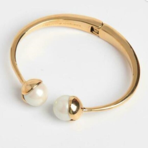 REHAB - Kate Spade New York Dainty Sparklers Pearl Bauble Hinged Cuff Bracelet - Picture 1 of 15